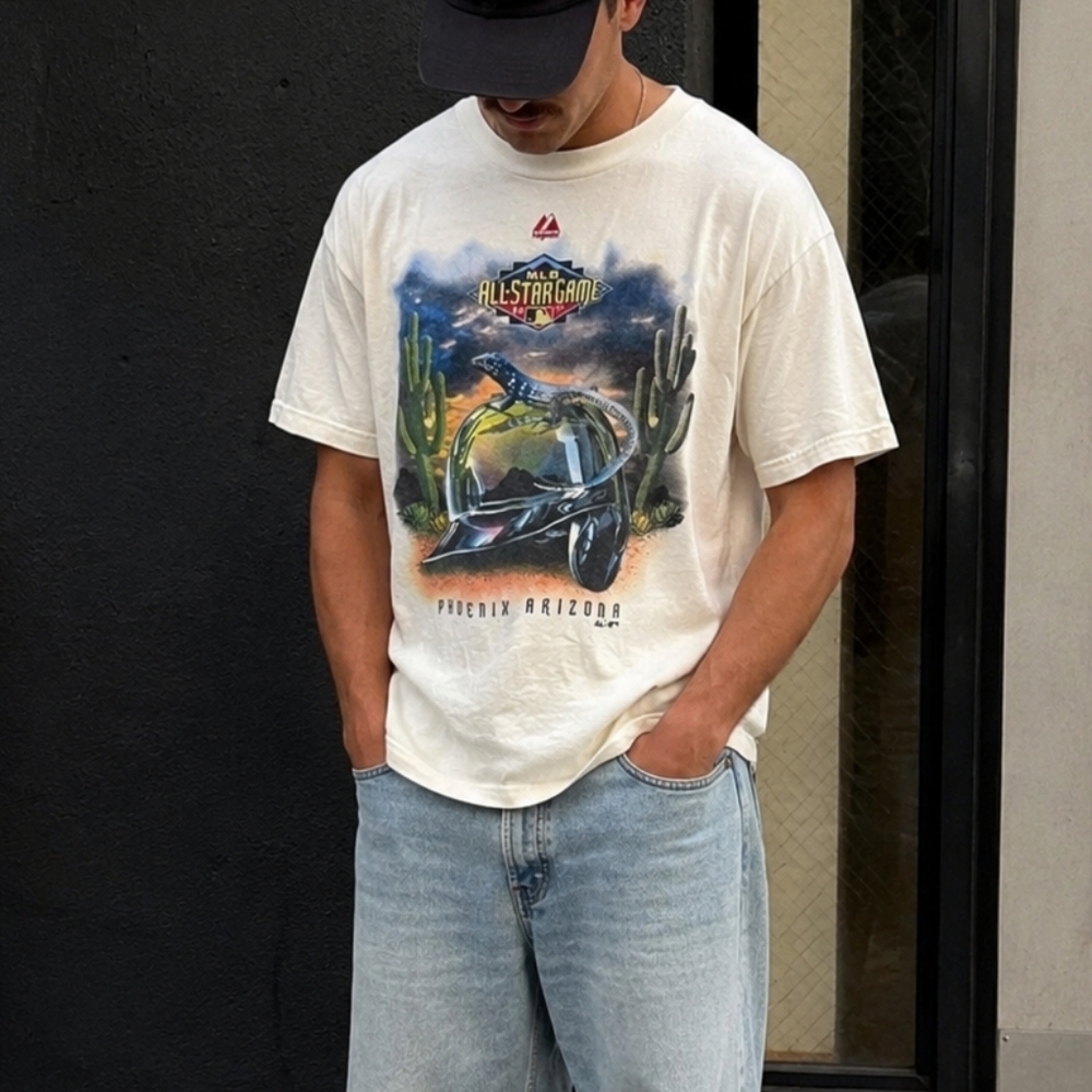 Vintage Majestic MLB All Star Game Phoenix Arizona Graphic Tee Large 100% Cotton
